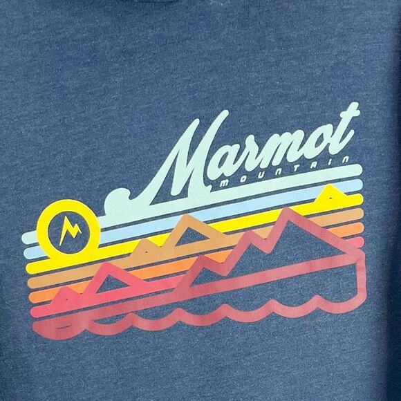 Marmot Hoodie Sweatshirt Blue Mountain Graphic Unisex Medium - Picture 6 of 9